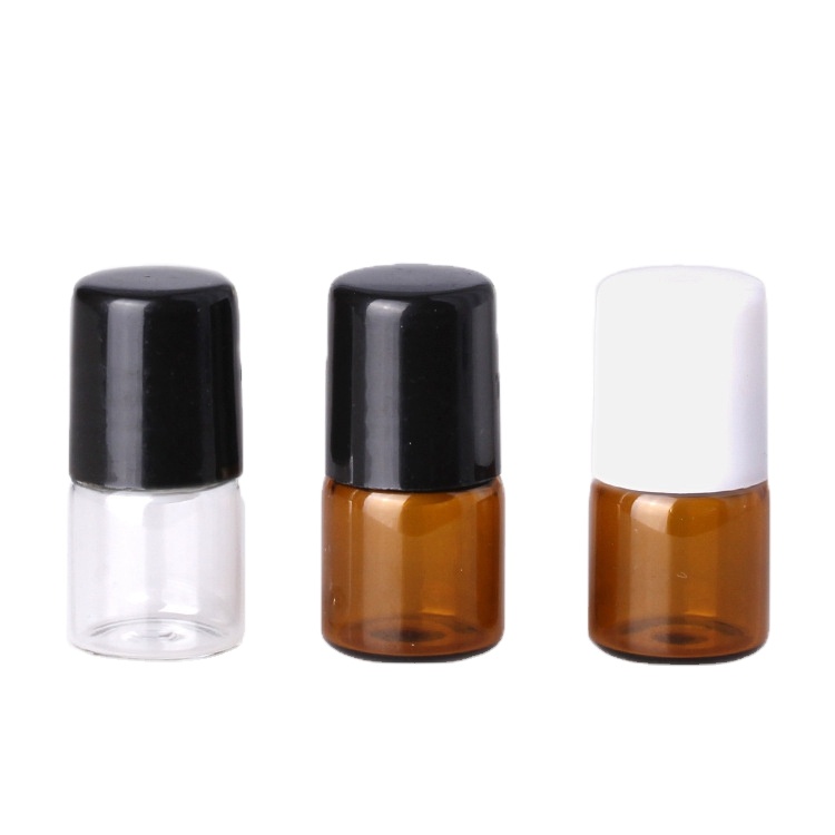 Sample essential 1ml 2mnl 3ml Mini Amber essential oil glass vials bottle perfume glass bottles