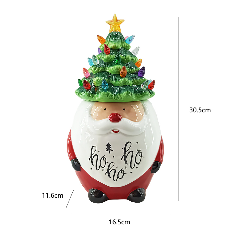 Santa Ceramic Airtight Canister with Led light Lid Santa Cookie Jar Kitchen Canister Sets for Christmas party