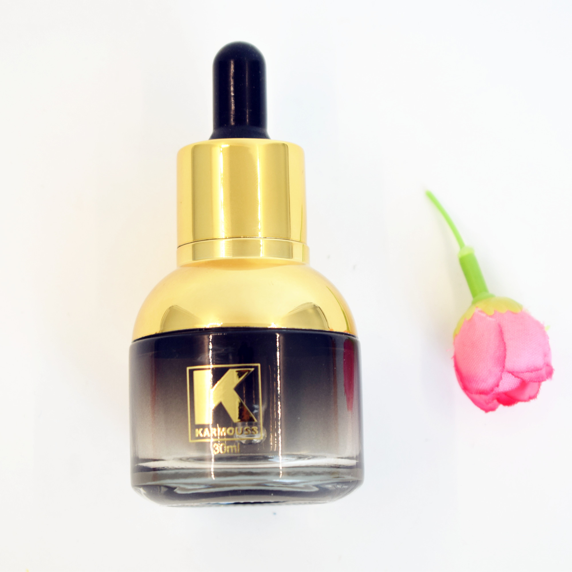 Save 10% Luxury black gradient Customize 30ml glass dropper bottle with black pipette for cosmetic oil