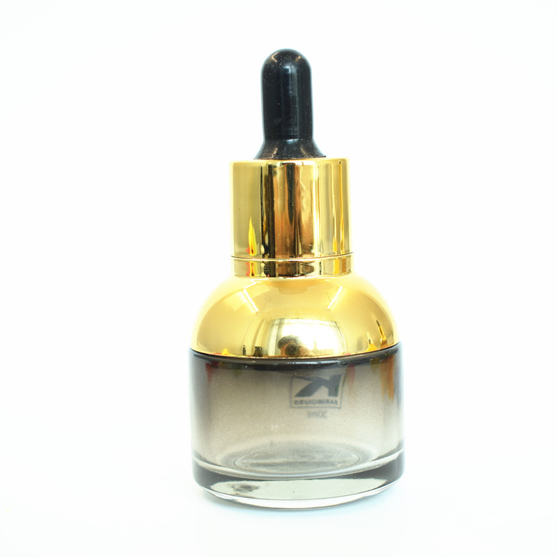 Save 10% Luxury black gradient Customize 30ml glass dropper bottle with black pipette for cosmetic oil