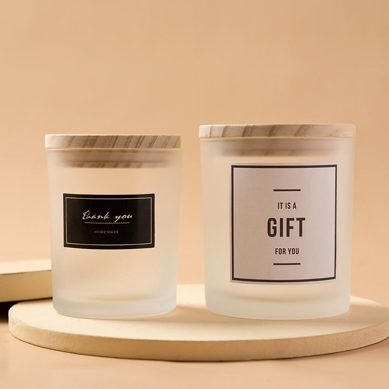 Scented Candle Jar 220ml Clear Cylinder Glass Candle Jar with Wooden Lid