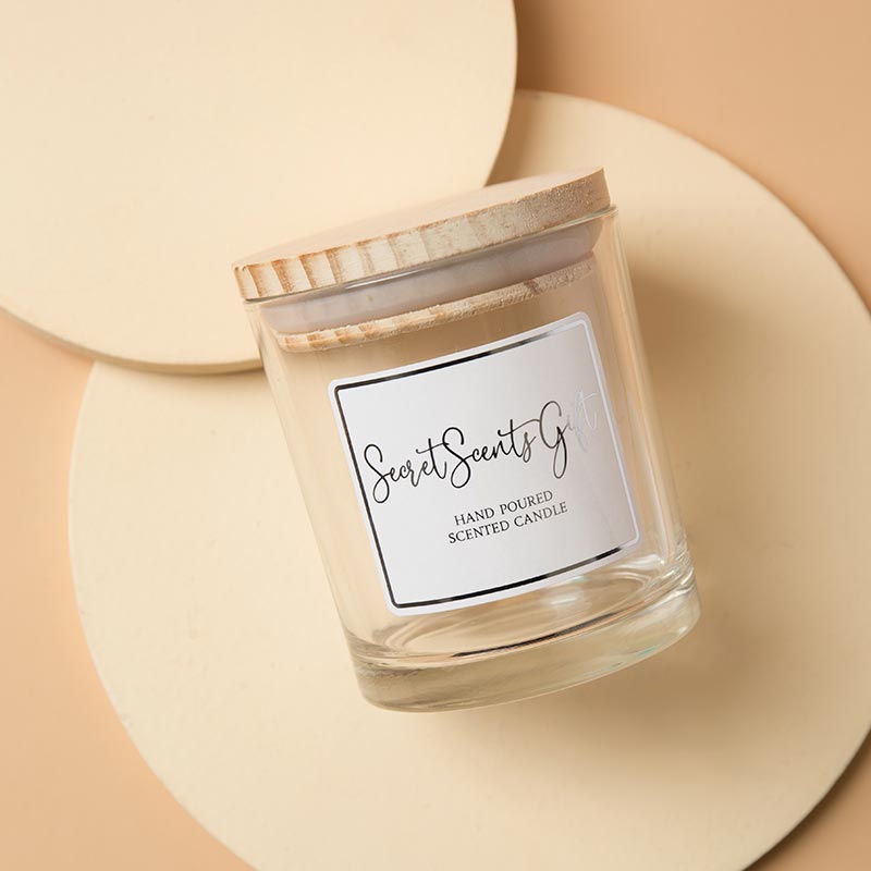 Scented Candle Jar 220ml Clear Cylinder Glass Candle Jar with Wooden Lid