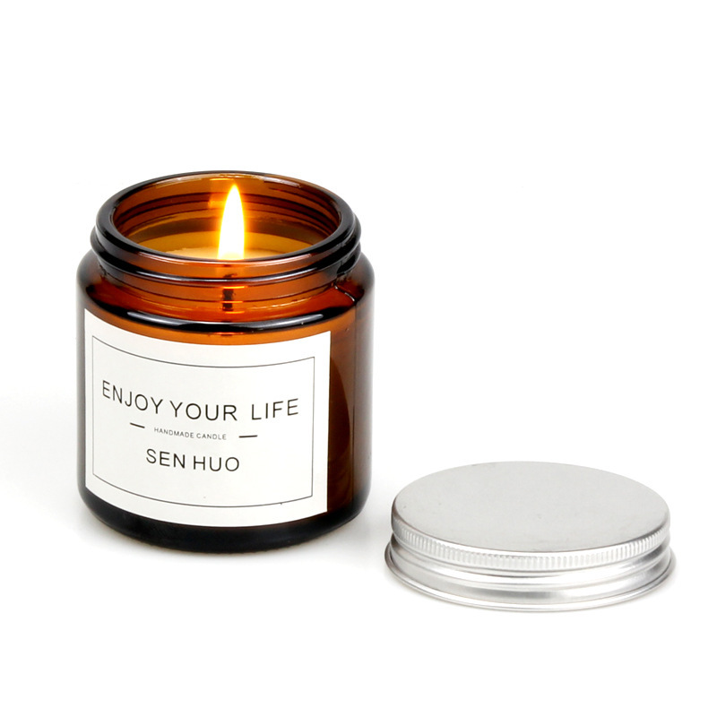 Scented Candle containers 5g 10g 15g 30g 50g 60g 100g 200g 250g amber straight sided Glass Jar with black screw lids