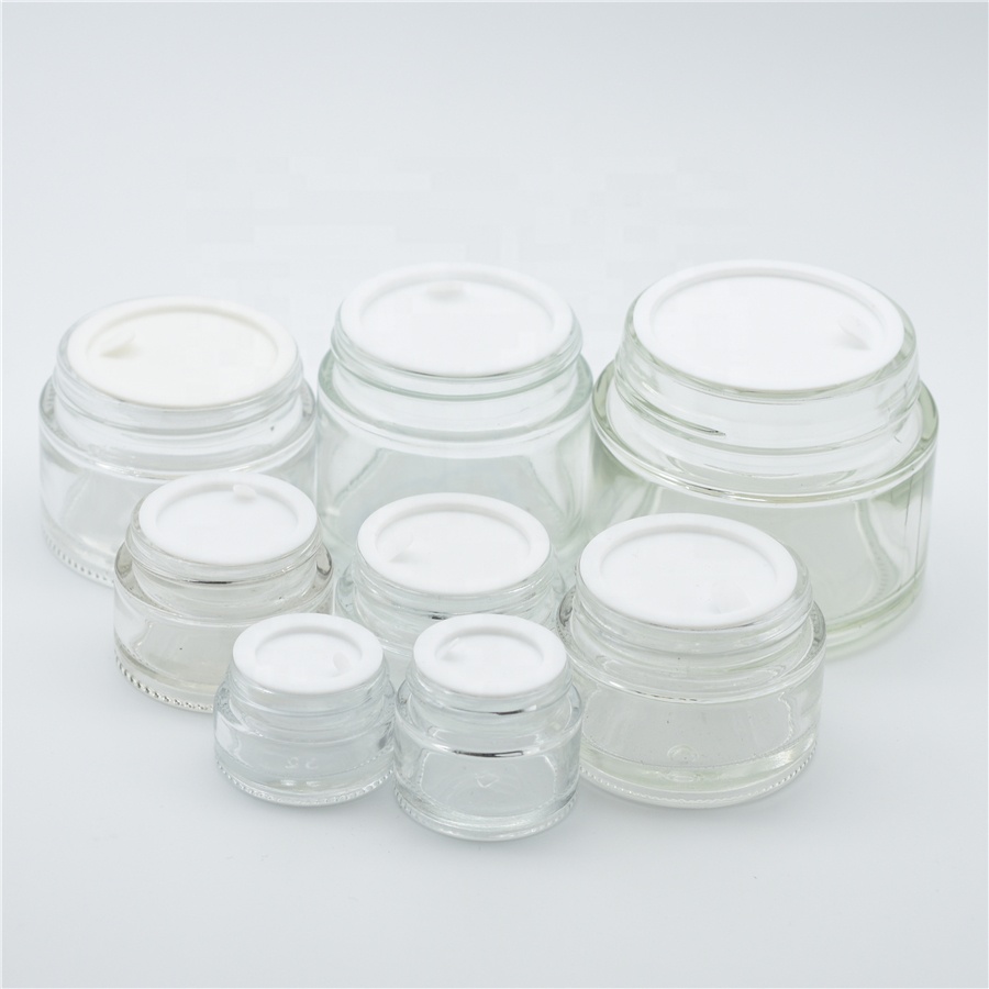 Screen Printing 10g 20g 30g 50g 60g 100g 200g Clear Glass Cosmetics Cream Jars