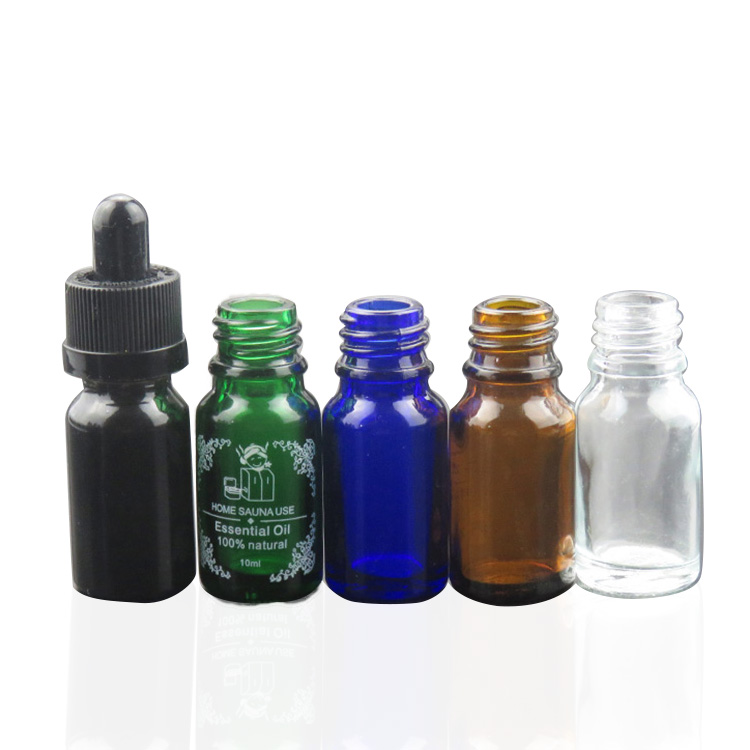 Screen Printing 10ml Amber Cobalt Blue Green Transparent E Liquids Glass Bottle With Euro Dropper And Dripper