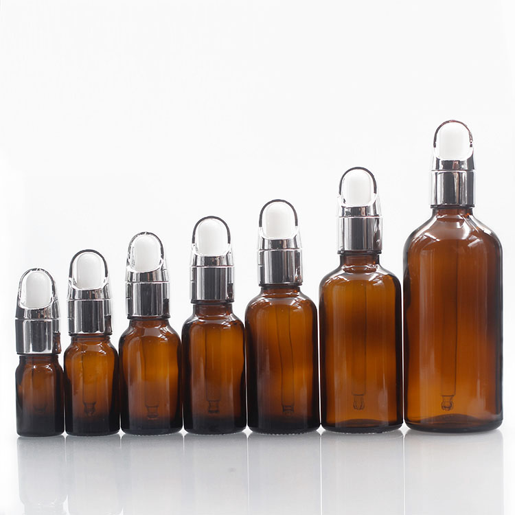 Screen Printing 10ml Amber Glass Dropper Bottle for Essential Oil Packaging