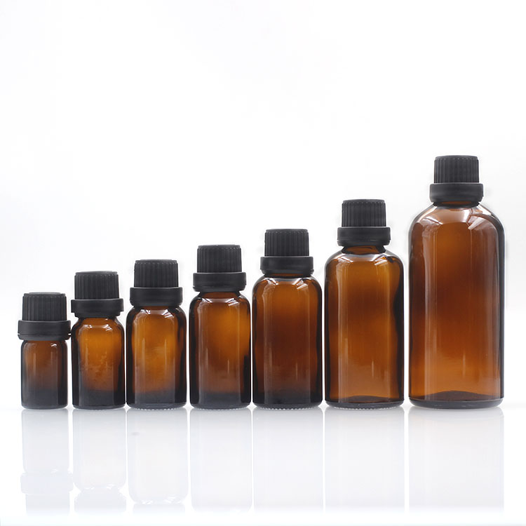 Screen Printing 10ml Amber Glass Dropper Bottle for Essential Oil Packaging