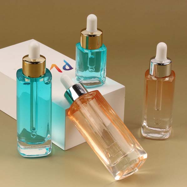 Screen Printing 30ml Flat Shoulder Frosted Pink Yellow Purple Skin Care Serum Bottles