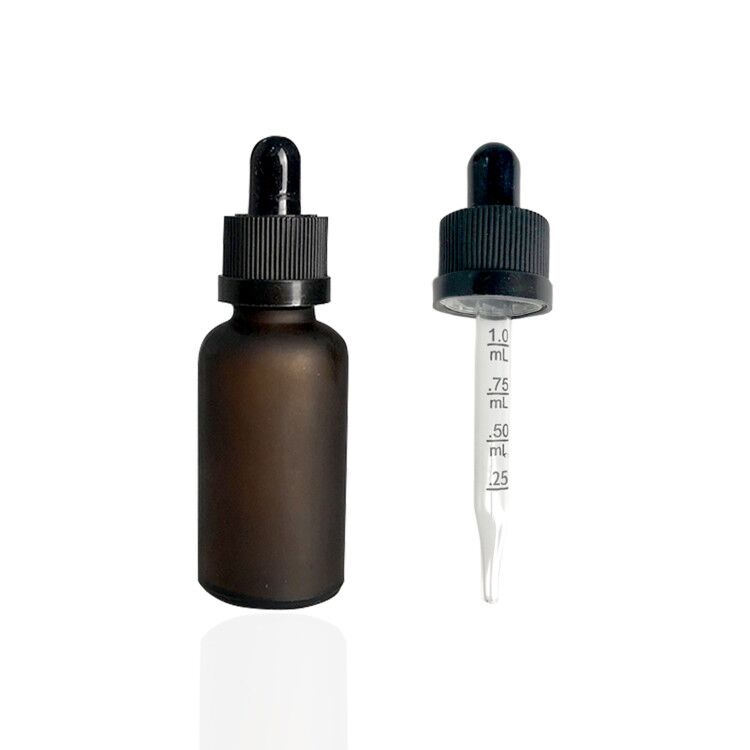 Screen Printing Amber Frosted Glass Bottle 30ml Glass Essential Oil Bottle Measured Glass Dropper Bottles Pipette