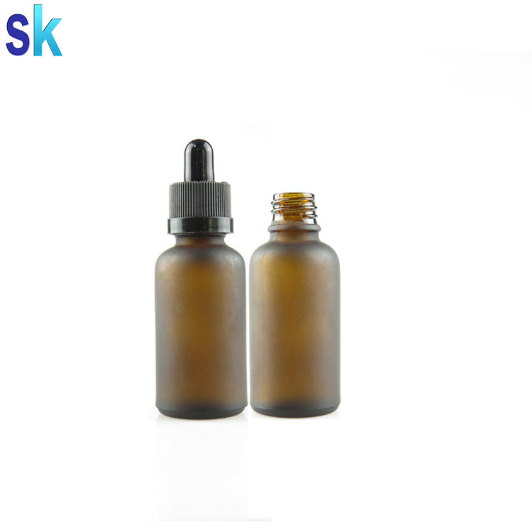 Screen Printing Amber Frosted Glass Bottle 30ml Glass Essential Oil Bottle Measured Glass Dropper Bottles Pipette