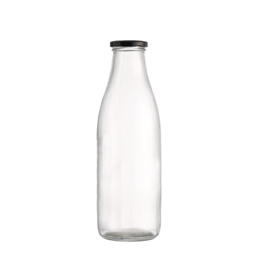 Screen Printing Custom Design Milk Bottle with Screw Lid 1 Liter Glass Bottle