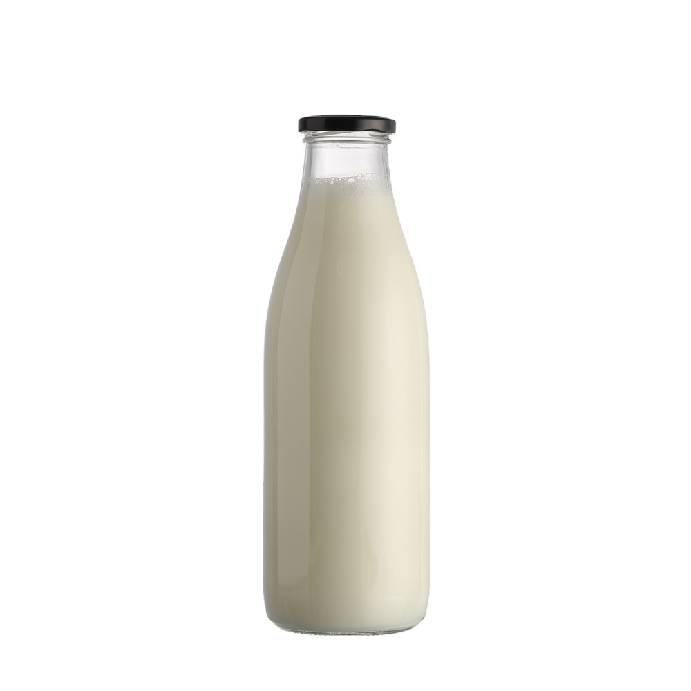 Screen Printing Custom Design Milk Bottle with Screw Lid 1 Liter Glass Bottle