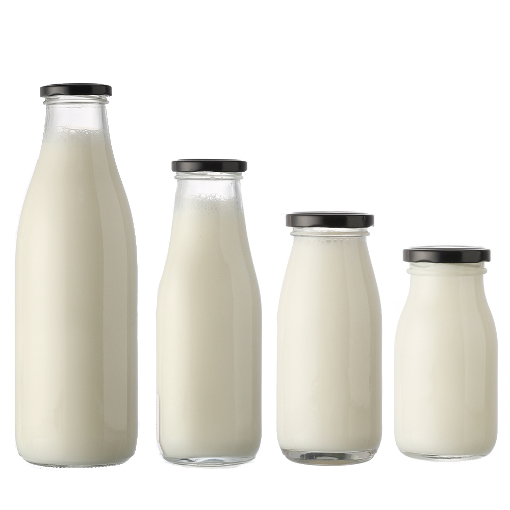 Screen Printing Custom Design Milk Bottle with Screw Lid 1 Liter Glass Bottle