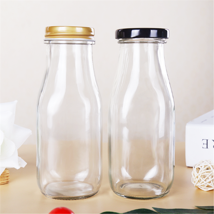 Screen Printing Custom Design Milk Bottle with Screw Lid 300ml 1 Liter Glass Bottle