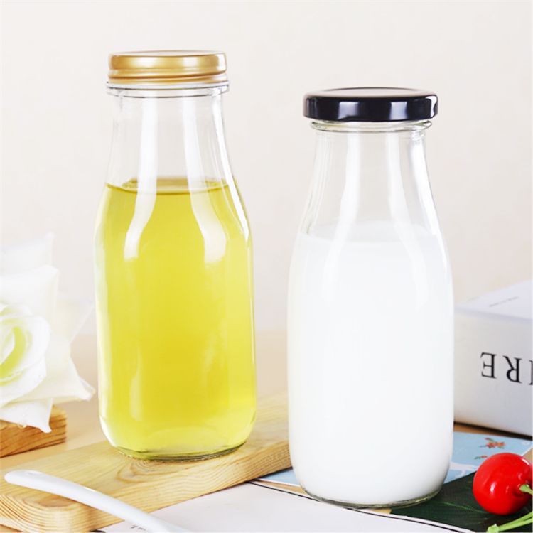 Screen Printing Custom Design Milk Bottle with Screw Lid 300ml 1 Liter Glass Bottle