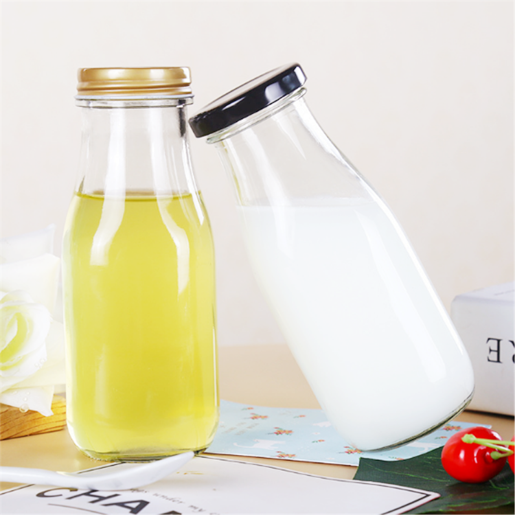 Screen Printing Custom Design Milk Bottle with Screw Lid 300ml 1 Liter Glass Bottle