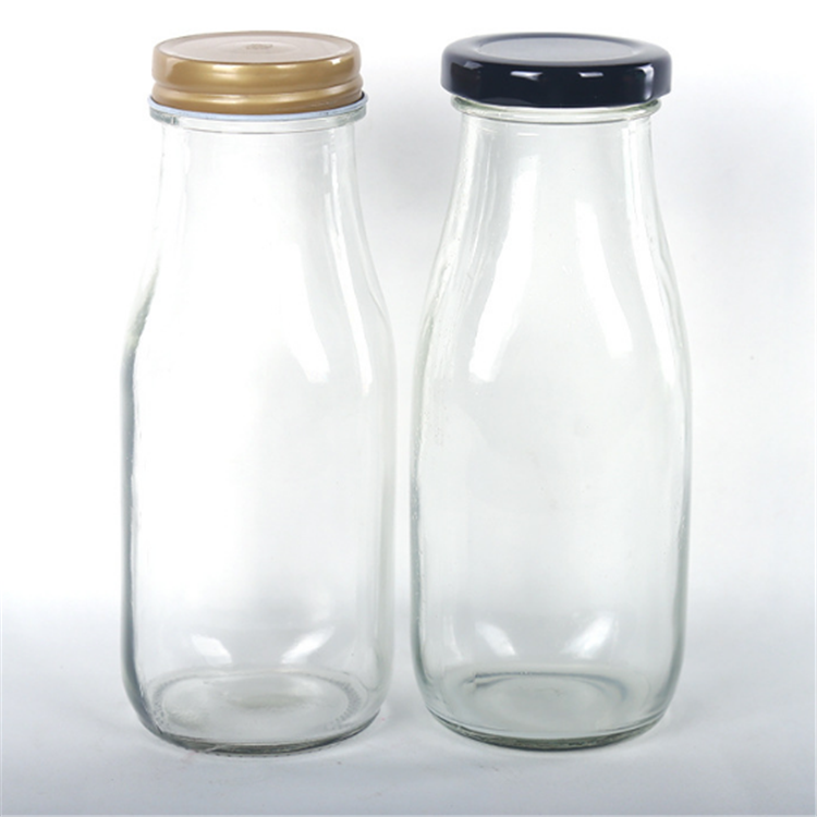 Screen Printing Custom Design Milk Bottle with Screw Lid 300ml 1 Liter Glass Bottle