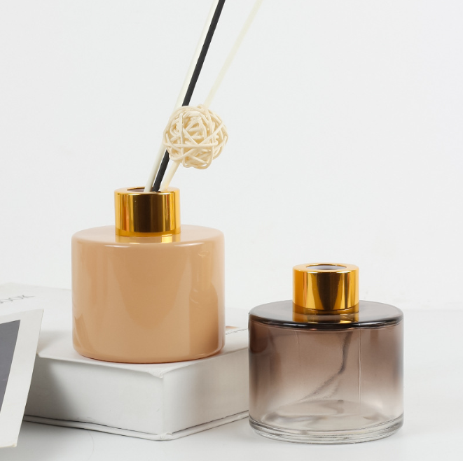Screen Printing Round White Glass 120ml Empty Perfume Reed Diffuse Glass Bottle For Home