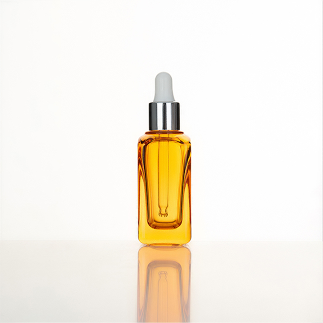Screen Printing Serum empty, rectangle makeup packaging gradient brown face serum dropper bottle with pipett/