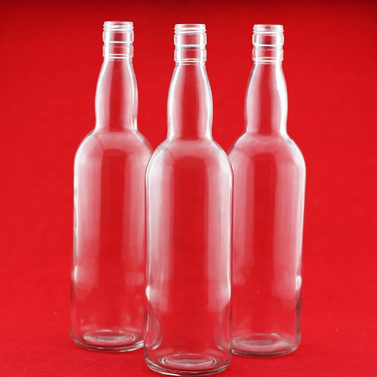 Screen Printing Square Glass Bottle 750ml Vodka Empty Liquor Bottle With Cap