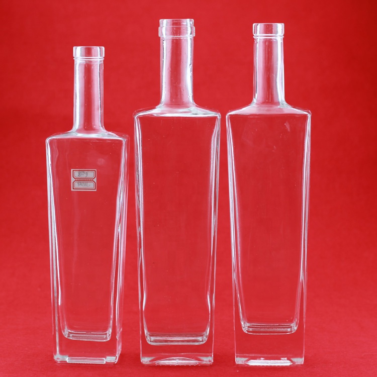 Screen Printing Square Glass Bottle 750ml Vodka Empty Liquor Bottle With Cap
