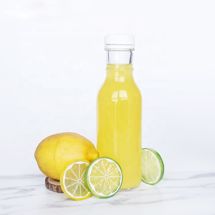 Screen printing 12 oz Empty glass clear ring neck salad sauce bottle jars for hot sauce