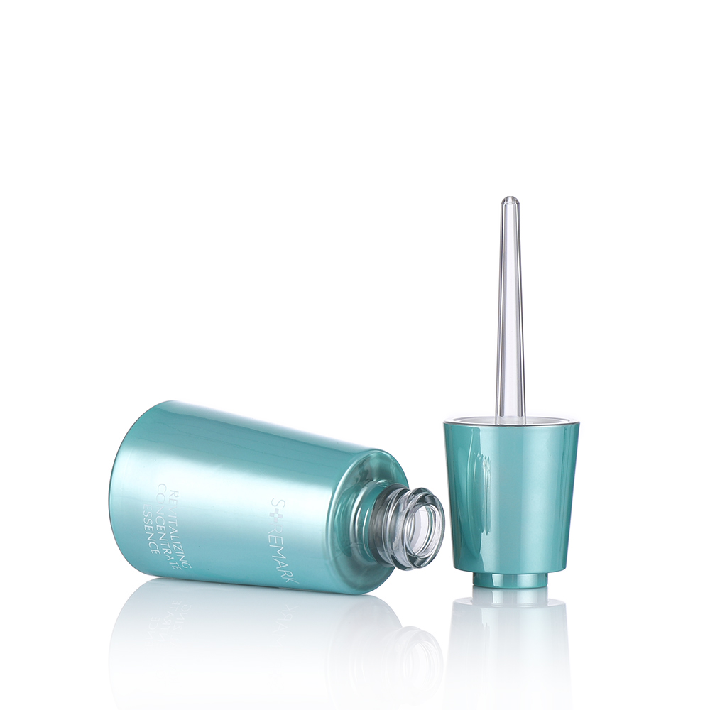 Screen printing 30ml shinny gold glass dropper bottle with press button