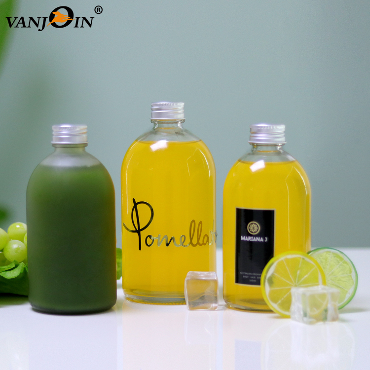 Screen printing and beverage industry 350ml 500ml clear glass beverage bottle for kombucha juice milk