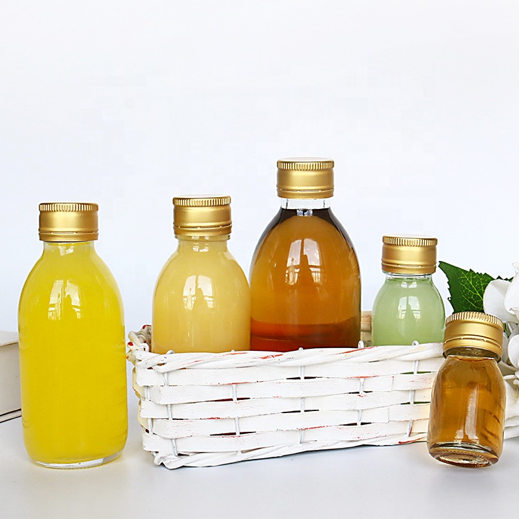 Screen printing glass material clear juice soda fermented beverage drink glass bottle 60ml 30ml