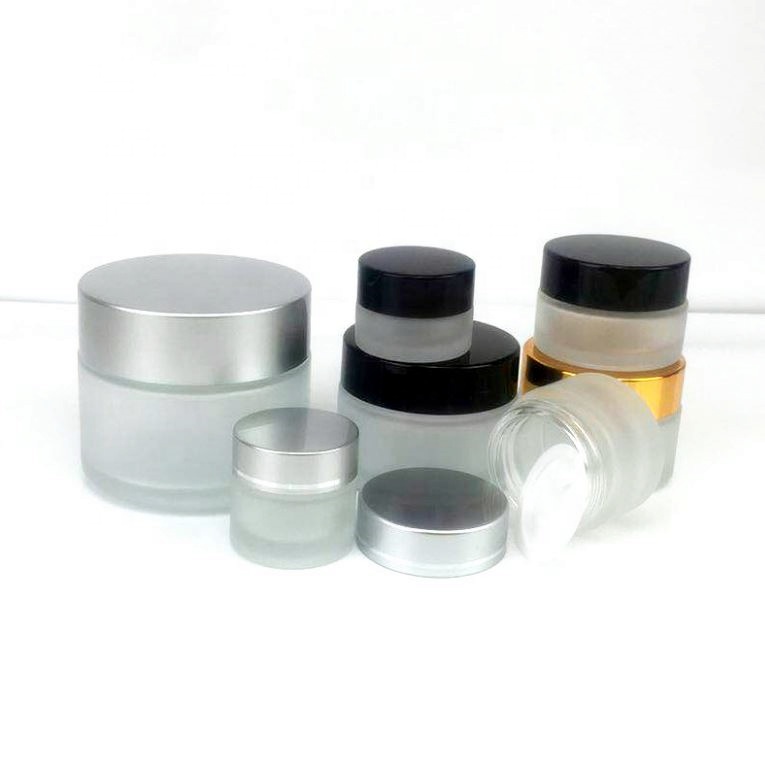 Screen printing logo 10g 20g 30g 50g 100g clear frosted glass cosmetics cream jars