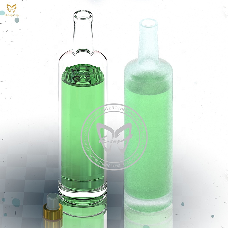 Screen printing square glass bottle 750ml vodka bottle empty liquor bottle with guala cap