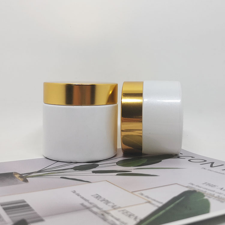 Screen printing unique cosmetics cream jar 50g 60g skincare pearl white glass container