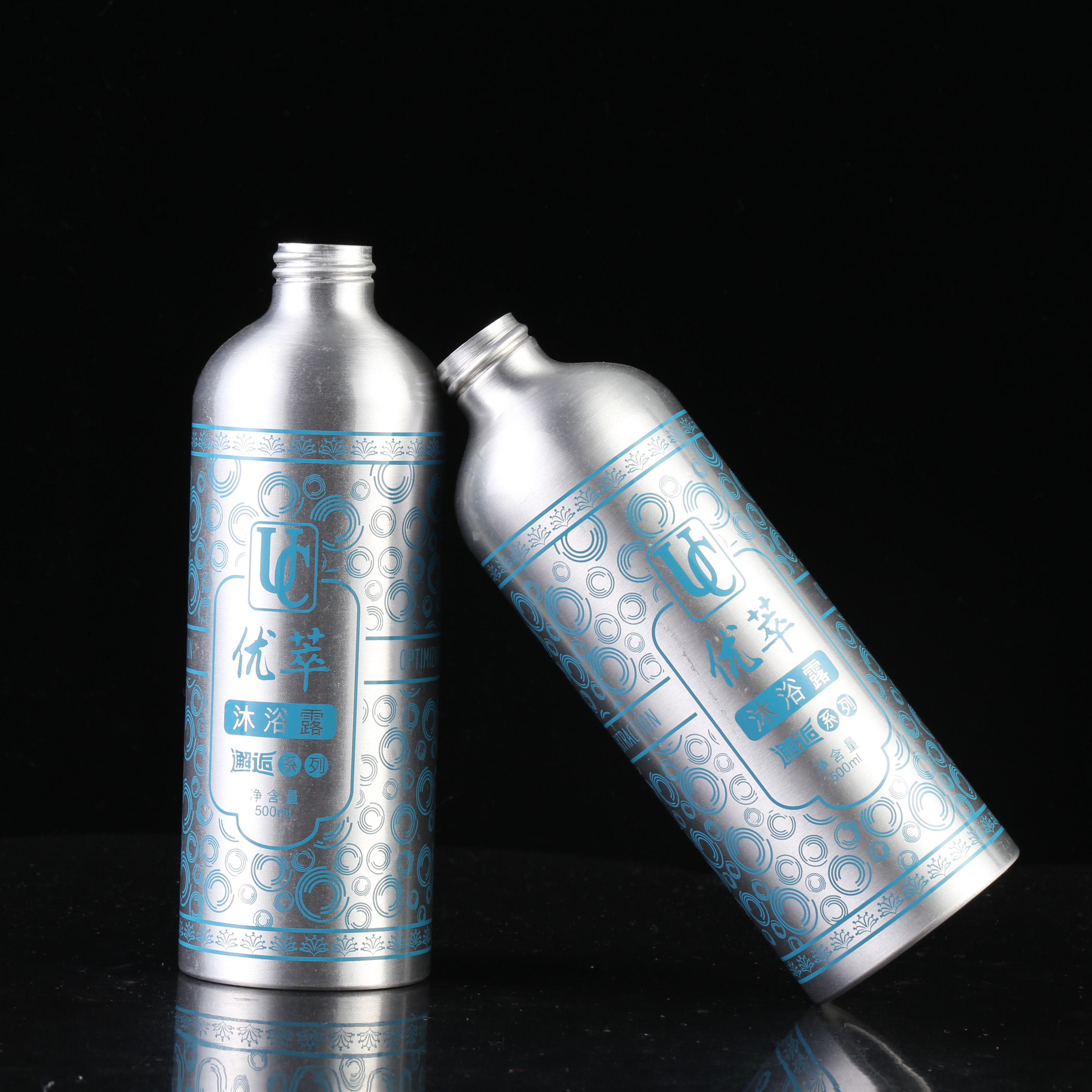 Screw Cap Bottle 500ml Cosmetic Aluminium Essential Oil Aluminum Personal Care Offset Printing