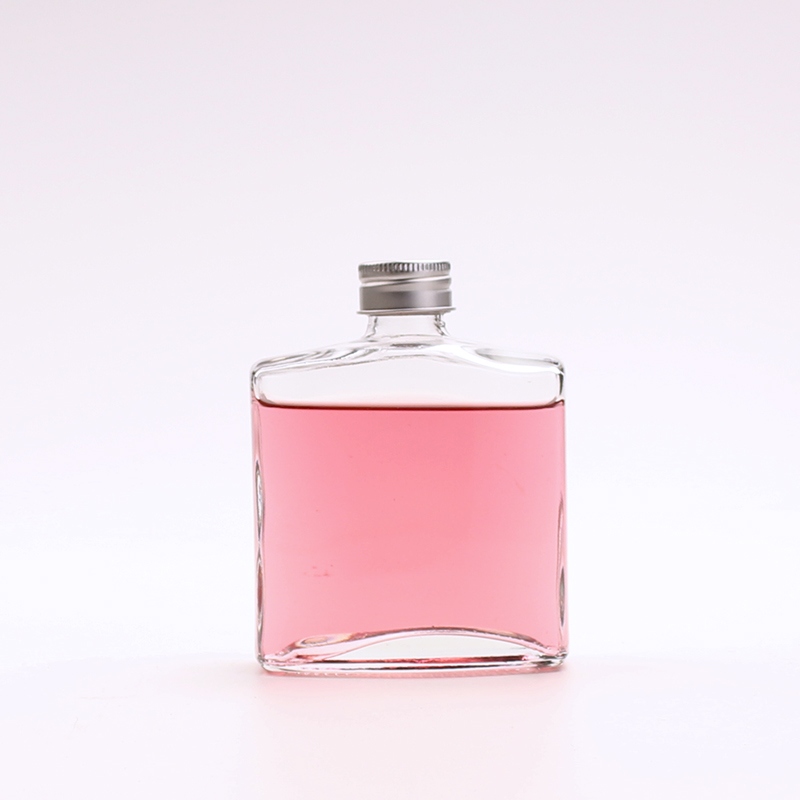 Screw Cap Clear Frosted Coffee Bottles Flat Square Cold Brew Vodka Glass Bottle With Metal Cap