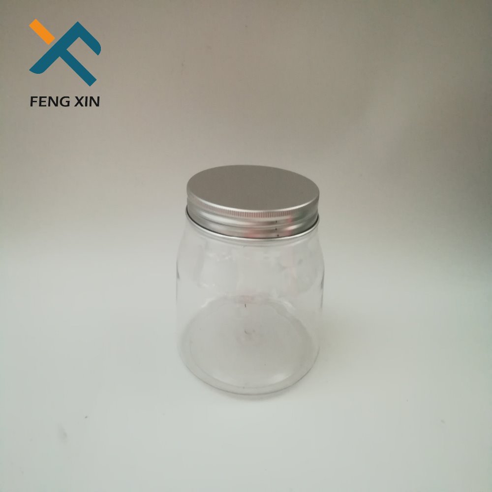 Screw Top Clear Plastic whiting cream Jar With Aluminum Lid And Label