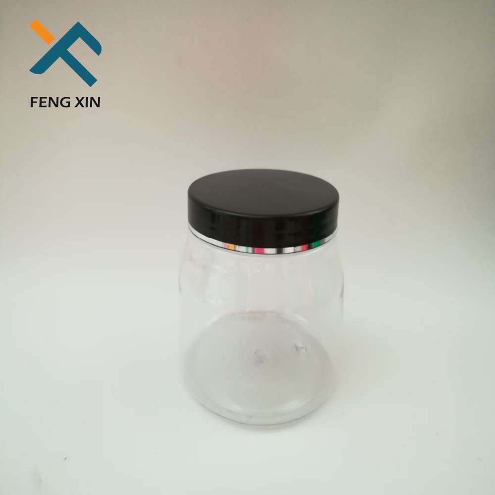 Screw Top Clear Plastic whiting cream Jar With Aluminum Lid And Label