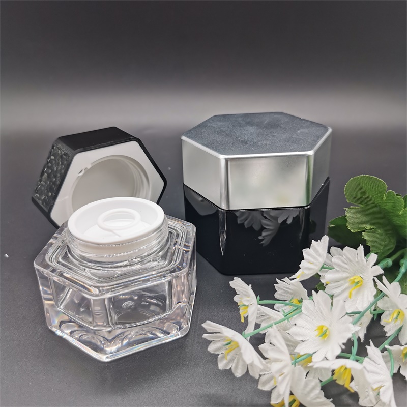 Screw on lid gold silver round shape honey jar body cream container cosmetic packaging set plastic cosmetic jars
