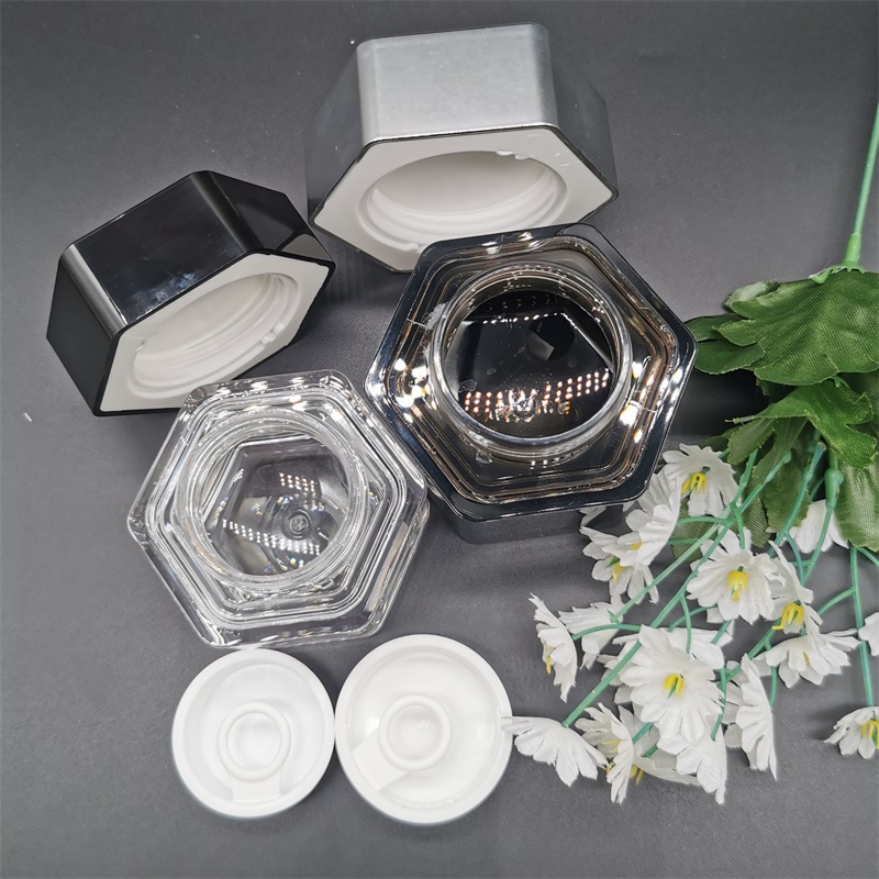 Screw on lid gold silver round shape honey jar body cream container cosmetic packaging set plastic cosmetic jars