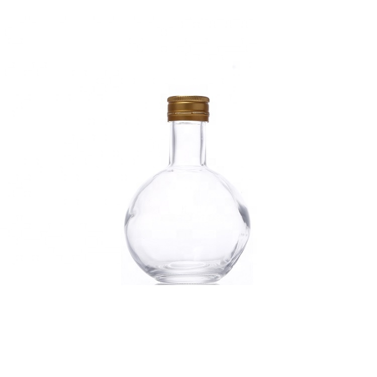 Screw top wholesale 100 ml 250 ml Round glass bottle for vodka liquor