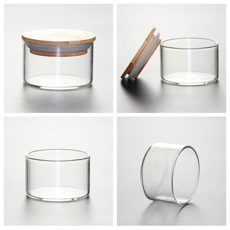 Sealable Combination Bamboo Cover Layered Storage Glass Jar