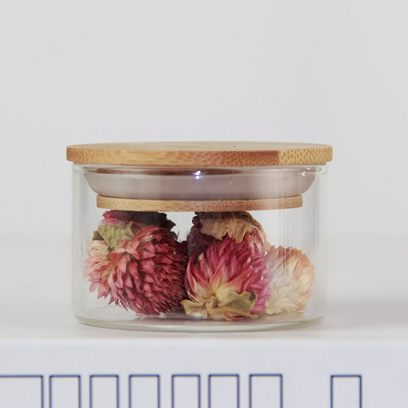 Sealable Combination Bamboo Cover Layered Storage Glass Jar