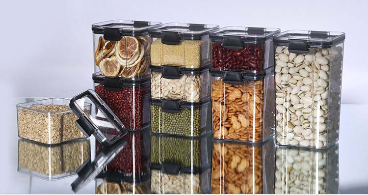 Sealed Clear Food-Grade PET Body Plastic Cereal Containers Food Storage Cans For Grains Nuts Snacks Coffee Tea