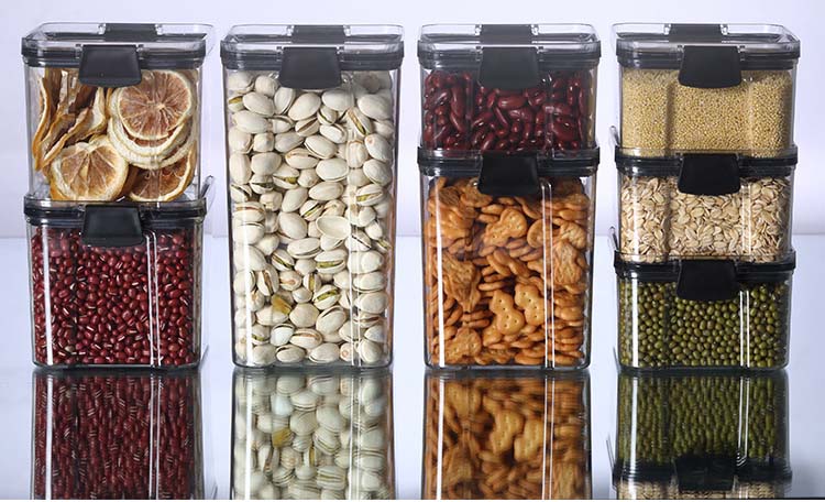 Sealed Clear Food-Grade PET Body Plastic Cereal Containers Food Storage Cans For Grains Nuts Snacks Coffee Tea