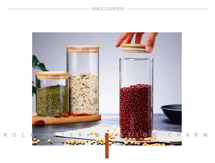 Sealed Glass Jars With Bamboo Cover For Kitchen Organization Pantry Tea Grains Spices Noodles