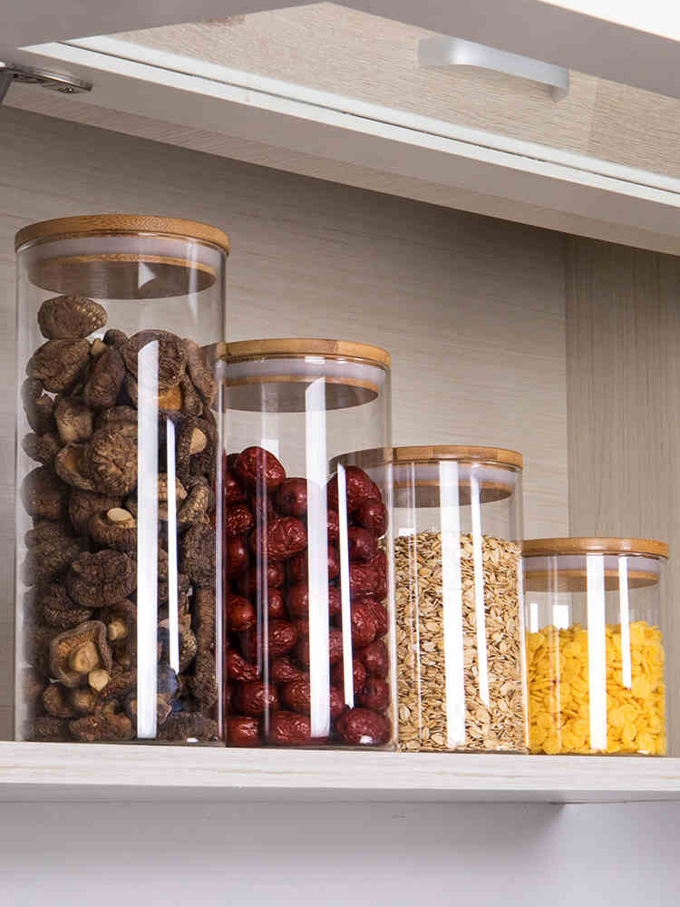 Sealed Glass Transparent Household Kitchen Borosilicate Storage Jar with Lid