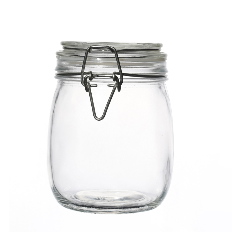 Sealed High Quality Empty Customize Clear Round Food Glass Jar 450ml 750ml 1000ml Sealed Food Glass Jar
