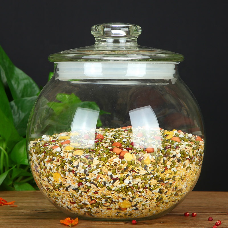 Sealed glass storage jar transparent glass bulk food storage jar for serving tea coffee spice candy