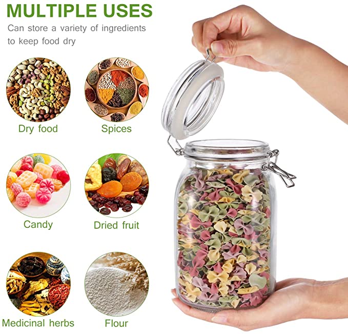 Sealed storage can leakproof glass can food storage container with lid sealed storage can for kitchen - 1.5L