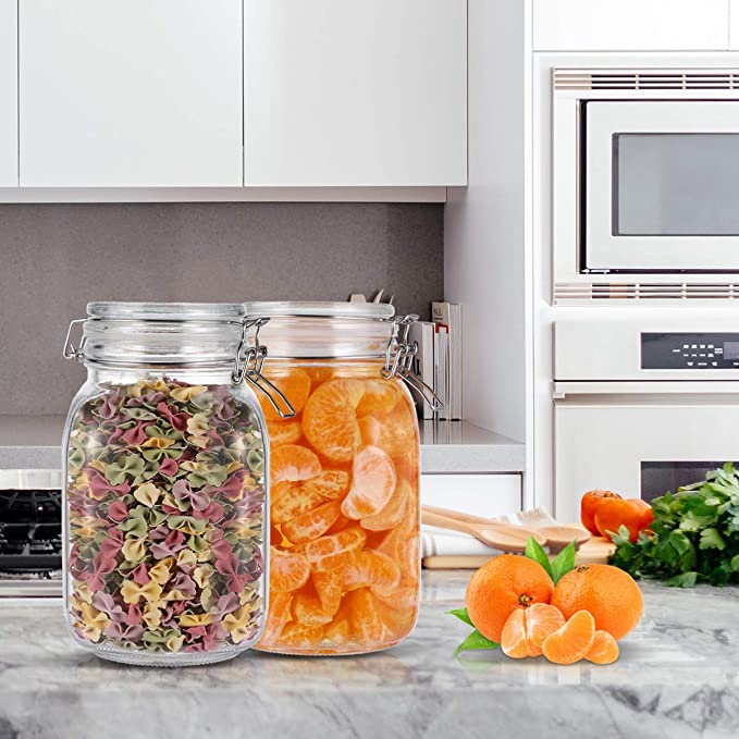 Sealed storage can leakproof glass can food storage container with lid sealed storage can for kitchen - 1.5L