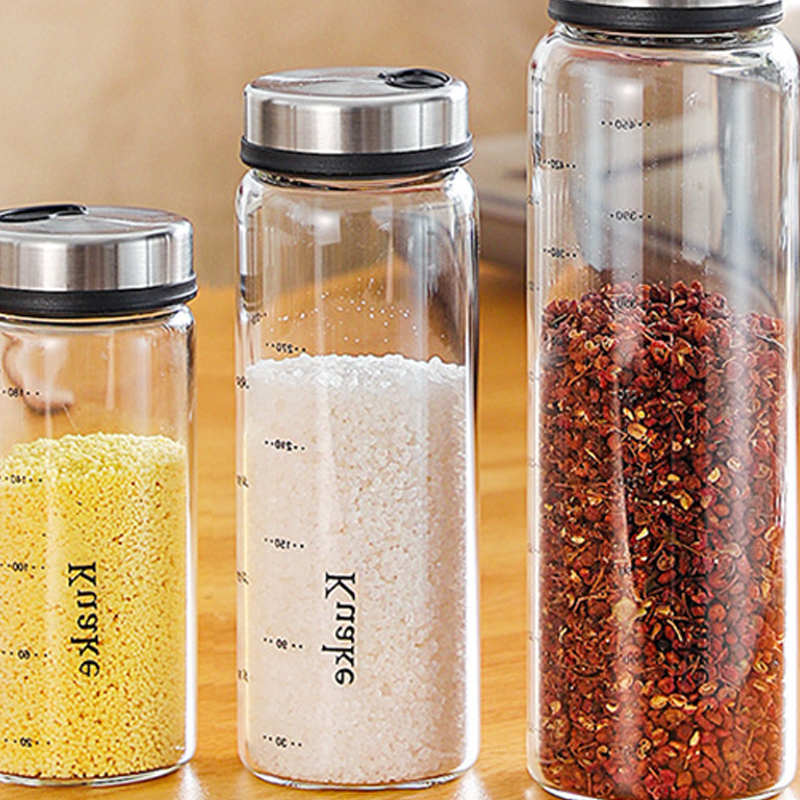 Seasoning Box Moisture-proof Salt Jar Kitchen Glass Sealed Seasoning Tank bottle seasoning jar household 2021